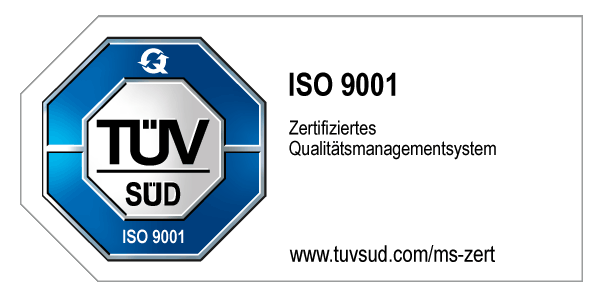 Unser Qualitätsmanagementsystem ist zertifiziert nach ISO 9001